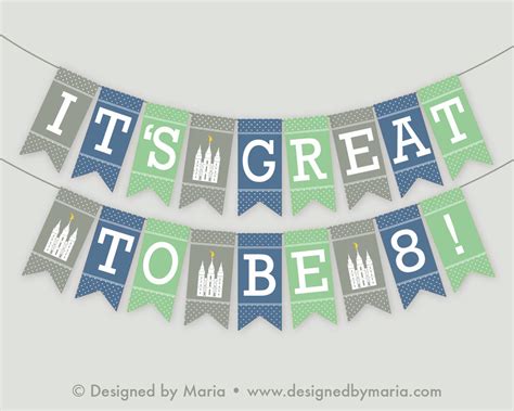 Its Great To Be 8 Banner Lds Primary Baptism Preview Etsy