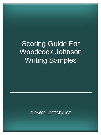 Catalog P D F Scoring Guide For Woodcock Johnson Writing Samples
