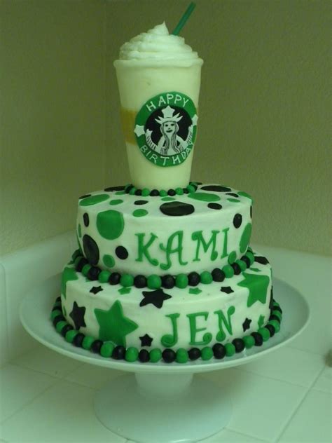 Starbucks Cake My First Tiered Cake Covered In Butter Cream Decorated