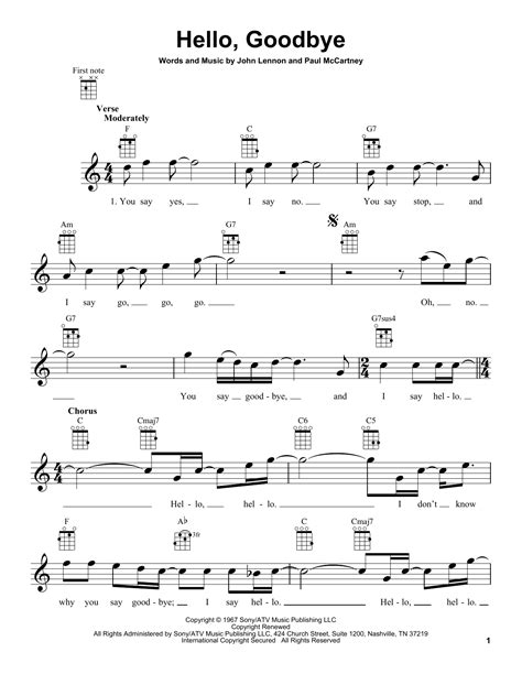 Hello Goodbye Guitar Chords