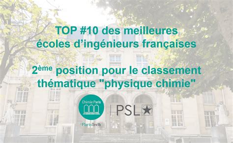 Chimie Paristech Psl Dans Le Top 10 Des écoles Dingénieurs Du Classement 2023 Figaro Étudiant