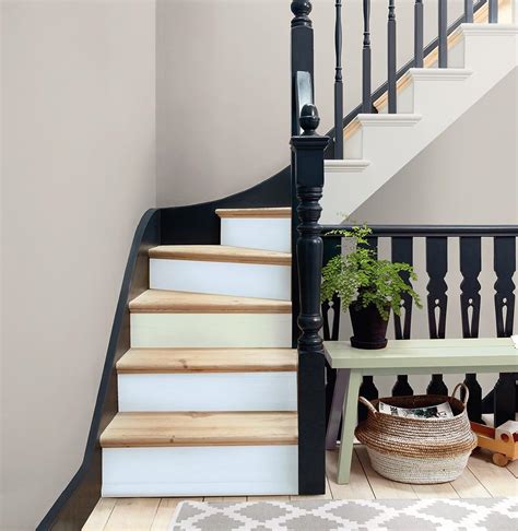 How To Paint Stair Rises Painted Wooden Stairs Dulux
