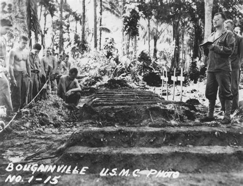 [photo] funeral service for fallen us marines bougainville solomon islands 1943 1944 world