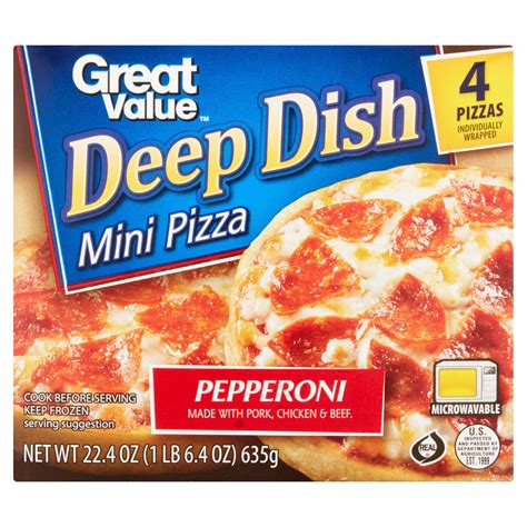 Great Value Pepperoni Deep Dish Mini Pizza 4 Count 224 Oz Walmart
