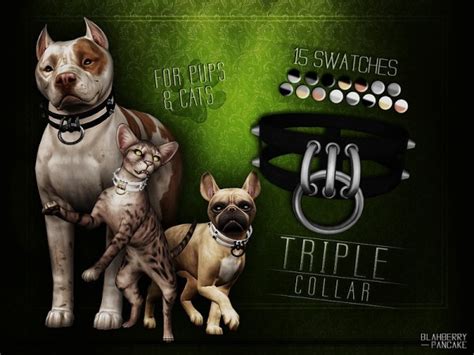 The Sims Resource Triple Collar For Cats And Dogs By Blahberry Pancake