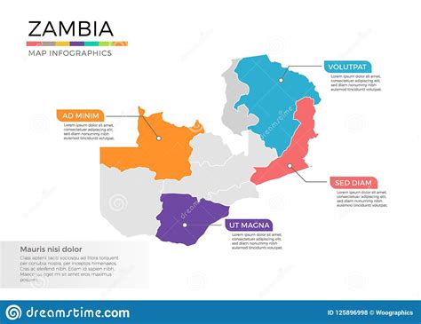 Zambia Map Infographics Vector Template With Regions And Pointer Marks