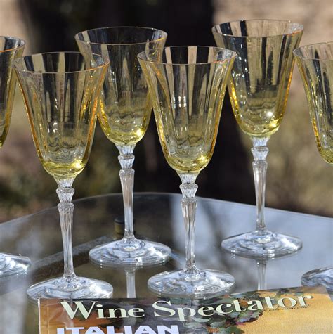 Vintage Yellow Wine Glasses Set Of 4 Fostoria Circa 1929 Antique