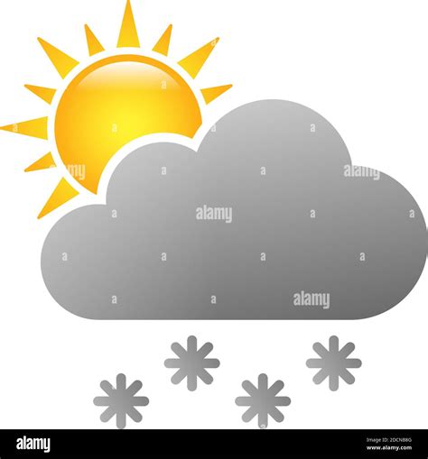 Sun And Snow Cloud For Snowy And Overcast Weather Colorful Icon Symbol