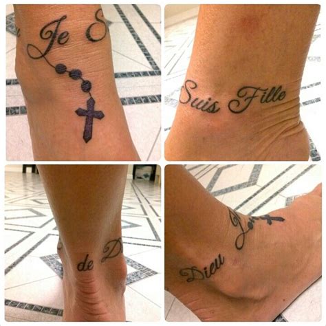 "Je Suis Fille de Dieu" tattoo! A French anklet with a simple cross ...