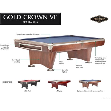 Brunswick Gold Crown Vi Pool Table — Robbies Billiards