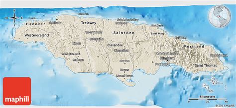 Shaded Relief 3d Map Of Jamaica