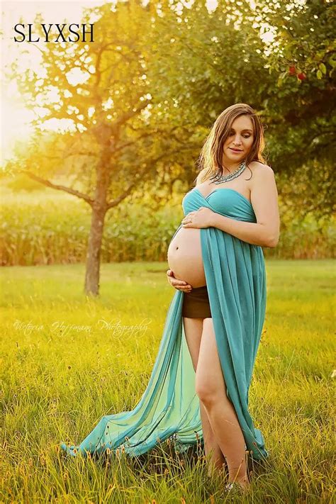 Fashion Maternity Photography Props Fancy Maternity Dresses Pregnant Clothes Maxi Chiffon Dress