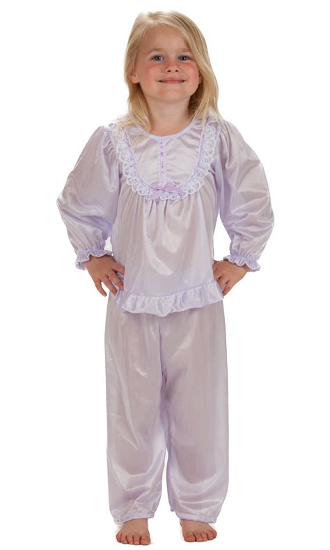 Laura Dare Girls Long Sleeve Traditional Pj Set In Solid Colors 4 14
