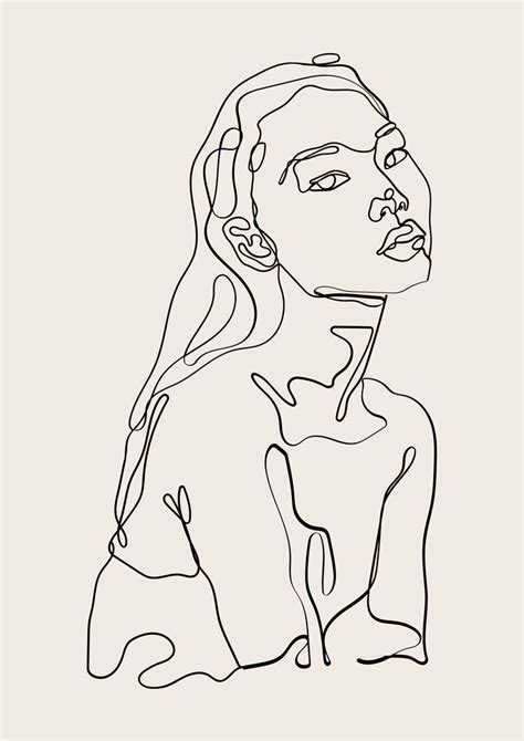 Line Drawing Wall Art Line Print Woman Face Poster Monoline Sketch