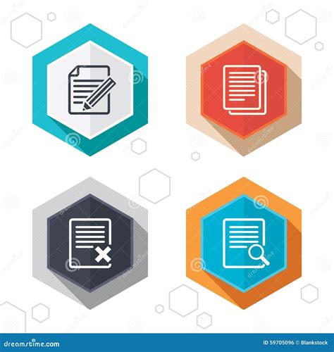 Document Icons Search Delete And Edit File Stock Vector