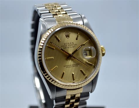 Rolex Datejust 16233 Tapestry Champagne Jubilee Two Tone Steel Gold E