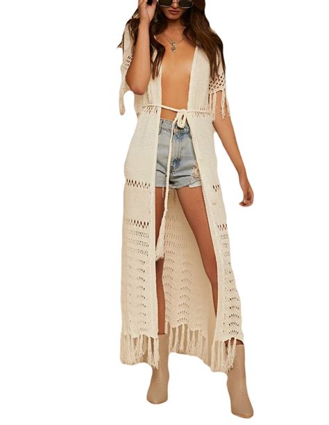 buy crochet knitted beach cover up open front kimono cardigan sexy lace dress online at
