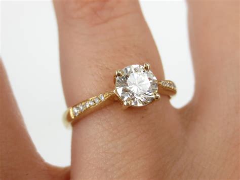 078cts Solitaire Diamond Engagement Ring With Accent Diamond Etsy