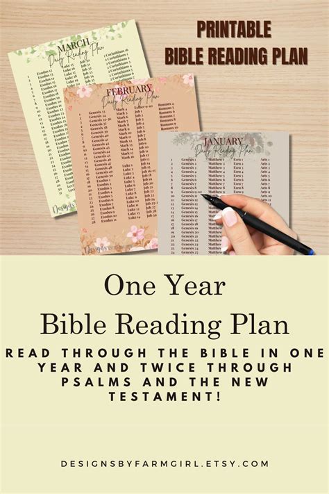 Printable Bible Reading Plan One Year Bible Reading Plan Bible In A