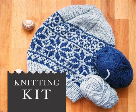Knit Hat Diy Set Norwegian Snowflakes Knit Hat Pattern No Needles