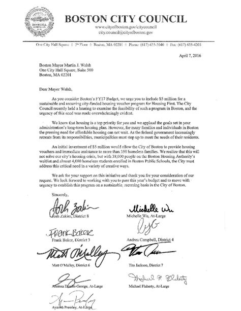 Council Letter To Mayor Walsh Mass Alliance Of Hud Tenants