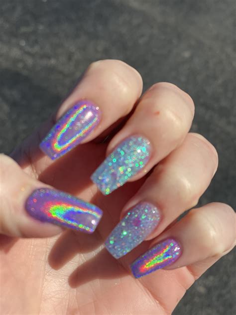 Holographic Nails In Holographic Glitter Nails Holographic Nail Designs French Tip