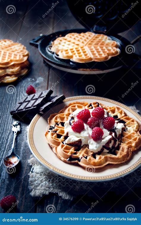 Sweet And Delicious Waffles With Fruits Stock Image Image Of