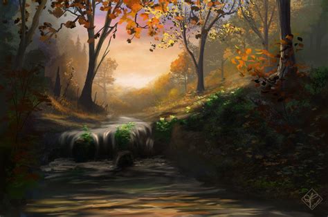 Autumn Begins By Jjpeabody On Deviantart Fantasy Art Landscapes