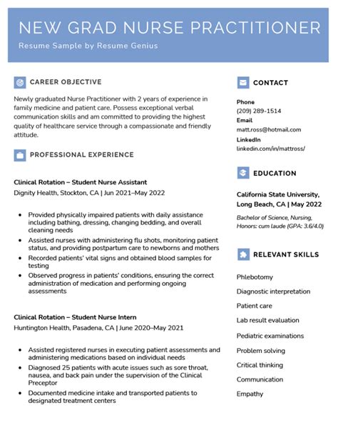 New Grad Nurse Practitioner Resume Sample And Free Template