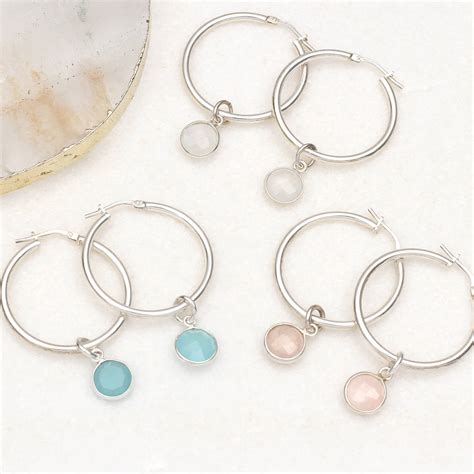 Sterling Silver And Gemstone Hoop Earrings By Hurleyburley