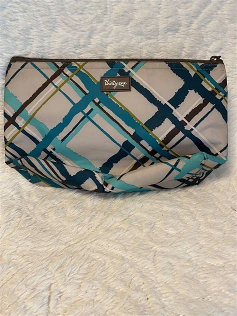Thirty One 31 Medium Thermal Zipper Pouch Sea Plaid Retired Bag Cold Hot Ebay