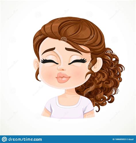 beautiful kisses cartoon brunette girl with dark chocolate hair portrait stock vector