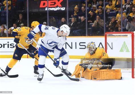 Tampa Bay Lightning Left Wing Tanner Jeannot Attempts To Play The