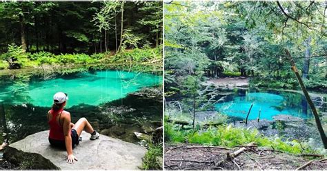 Natural Spring In Pennsylvania Is Bright Blue And Crystal Clear
