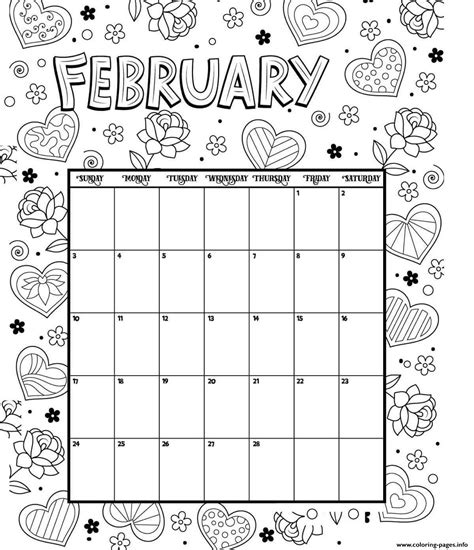 Free Pdf 2024 Calendar February Printable Coloring Yoko Margalo