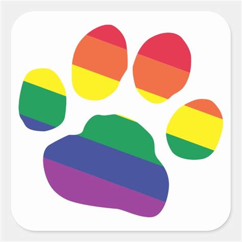 Gay Pride Paw Print Square Sticker