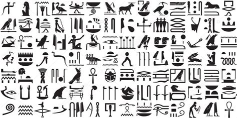 Silhouettes Of The Ancient Egyptian Hieroglyphs Set Stock Vector By