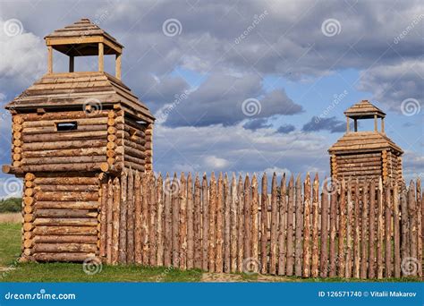 Wooden Fortifications Of The Early Middle Ages Reconstruction Stock