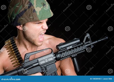 Military Gun Man Stock Photo Image Of Background Muscles 10838940