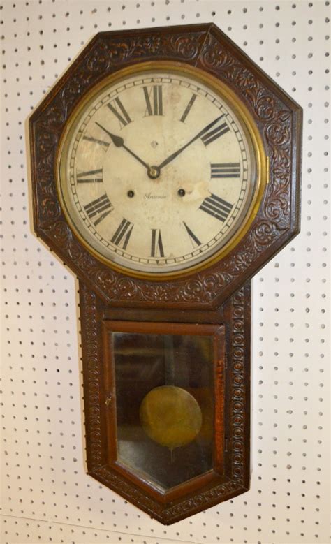Sold Price Antique Ansonia Long Drop Schoolhouse Wall Clock Tands With