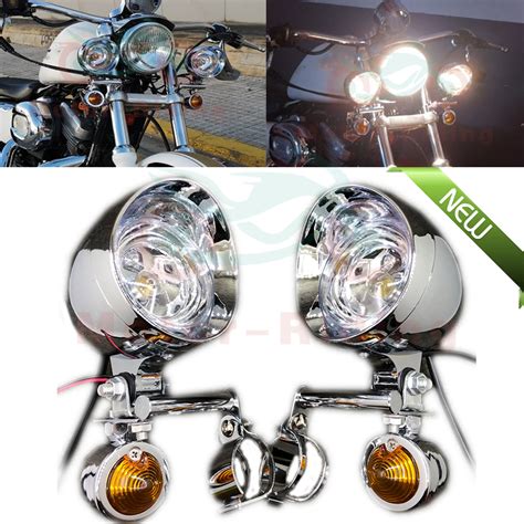 Motorcycle Chrome Passing Driving Spot Fog Lamp Turn Signal Light For