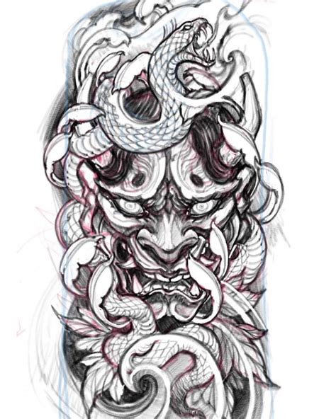 Hannya Mask Tattoo Designs With Meaning Japanese Oni Demon