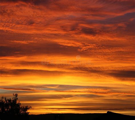 Orange Sunset At Mountain Stock Photo Image Of Dramatic 88340596