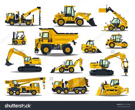 Big Set Of Construction Equipment Special Machines For The