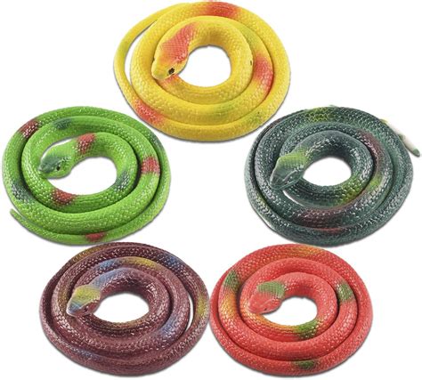 Melamo 5 Piece Realistic Rubber Snake 29 Inches Fake Snake Toys Bird