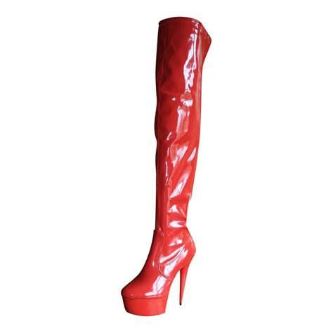 sexyca ladies sexy red patent over knee thigh high heel stiletto platform boots ladies