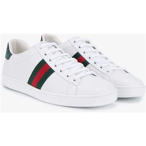 Gucci Logo Leather Trainers 420 Liked On Polyvore Featuring Shoes