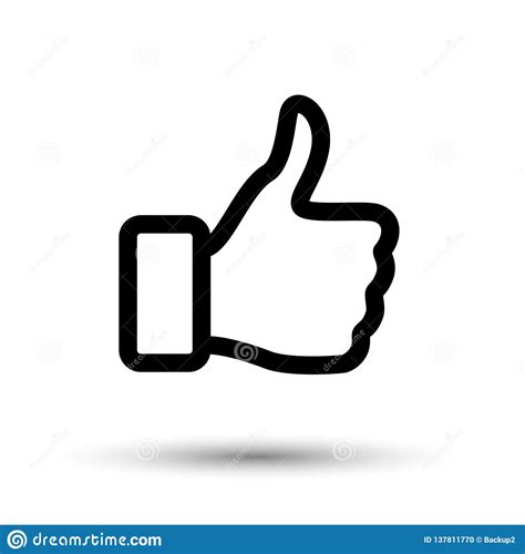 Black Outline Thumb Up Icon Isolated On White Background
