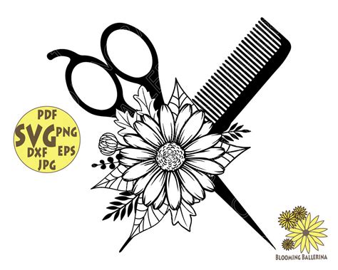 Haircut Scissor Svg Scissor Svg Floral Svg Daisy Svg Etsy