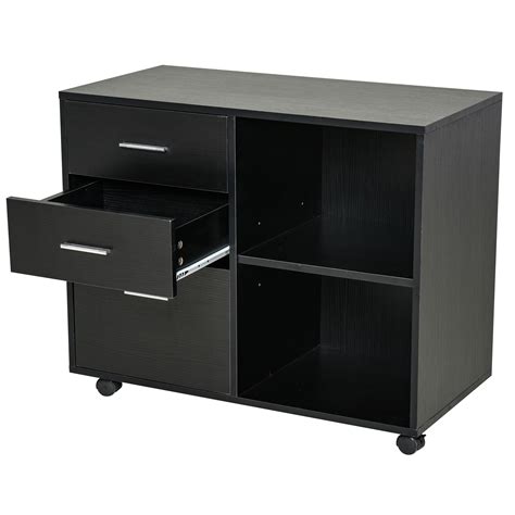 Freestanding Storage Cabinet W 3 Drawers 2 Shelves 4 Wheels Office